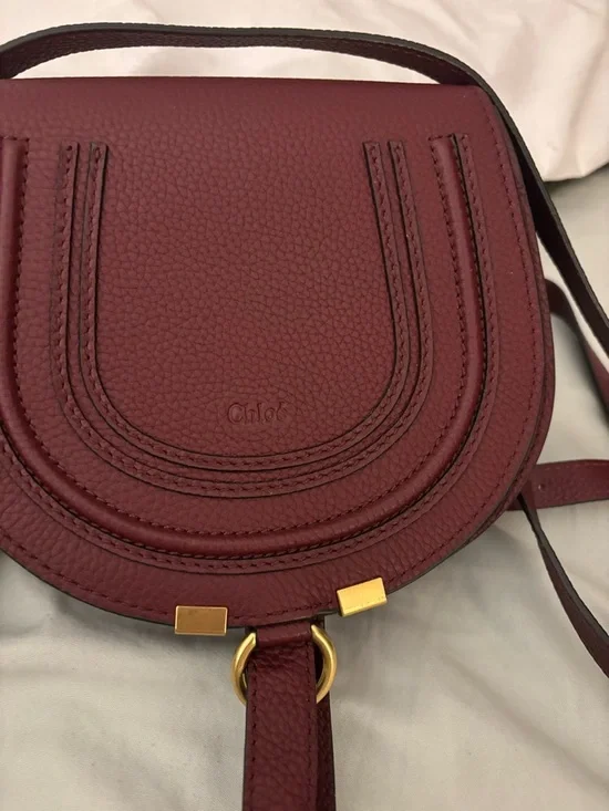 Small Taupe Leather Saddle Crossbody Bag - Picture 6 of 6